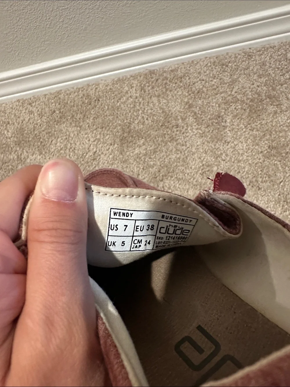 Hey Dude Wendy Burgundy Shoes